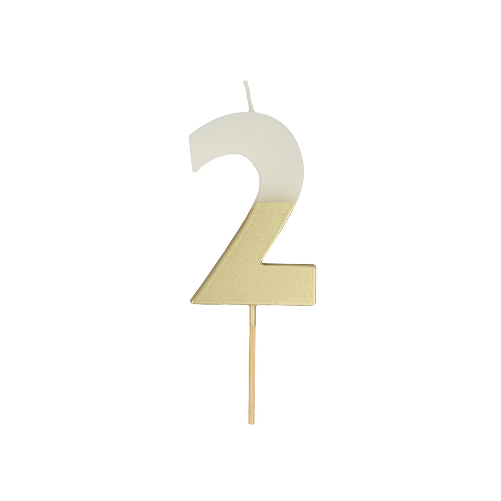 Gold Dipped Number Two Candle