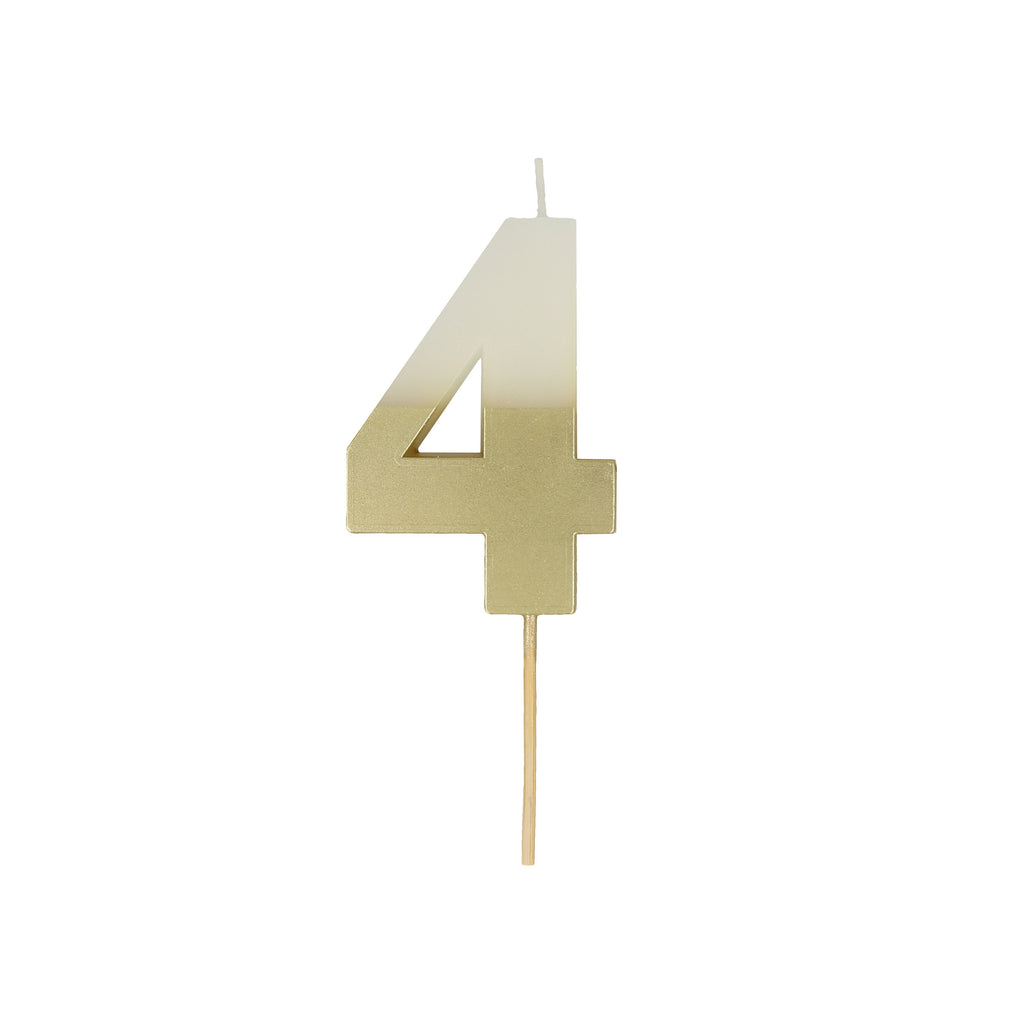 Gold Dipped Number Four Candle