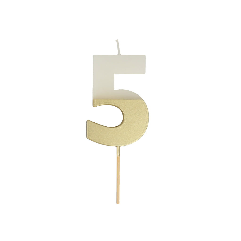 Gold Dipped Number Five Candle