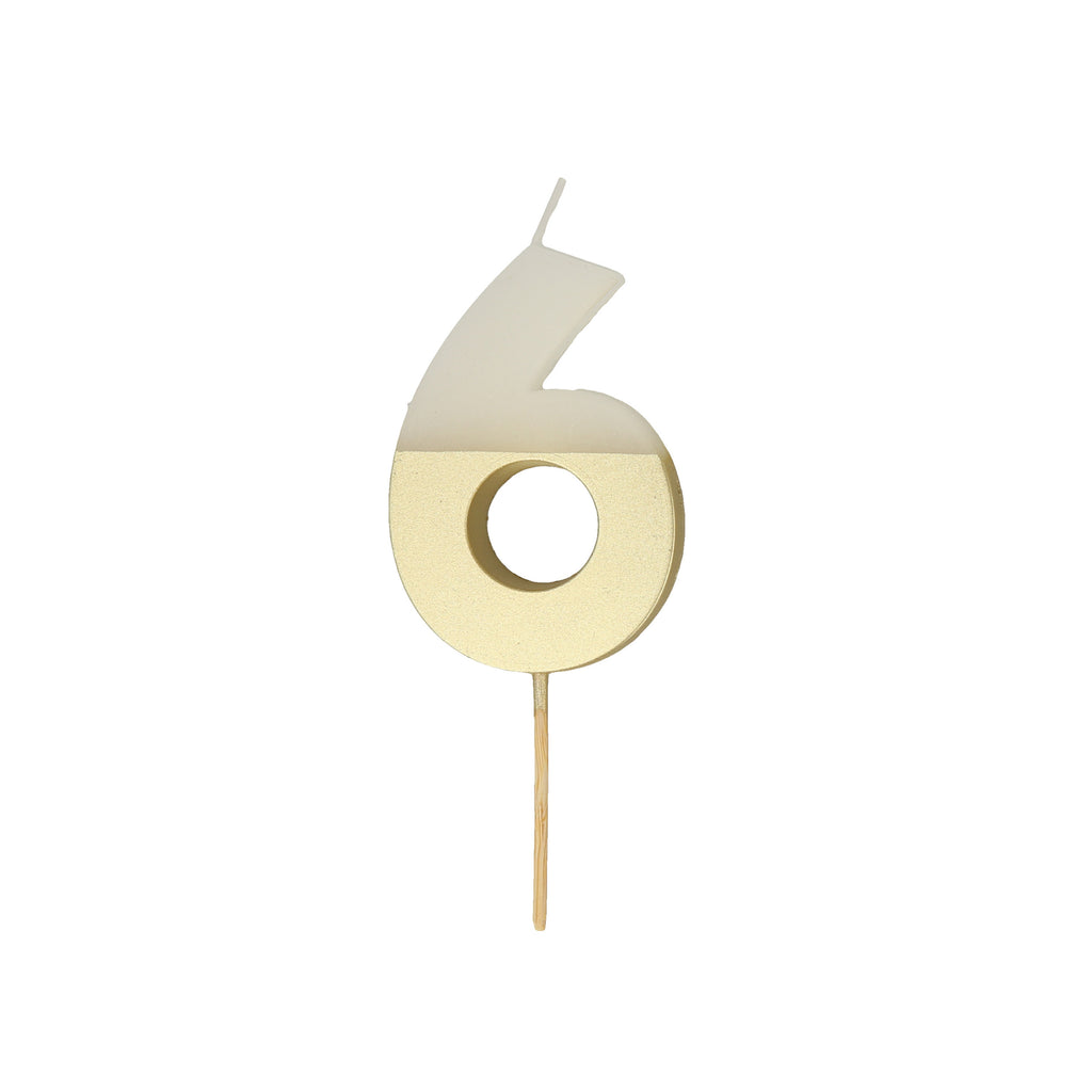 Gold Dipped Number Six Candle