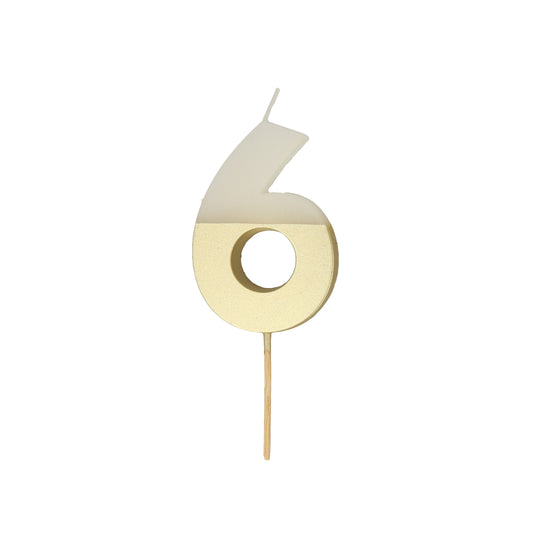 Gold Dipped Number Six Candle