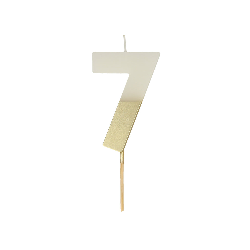 Gold Dipped Number Seven Candle