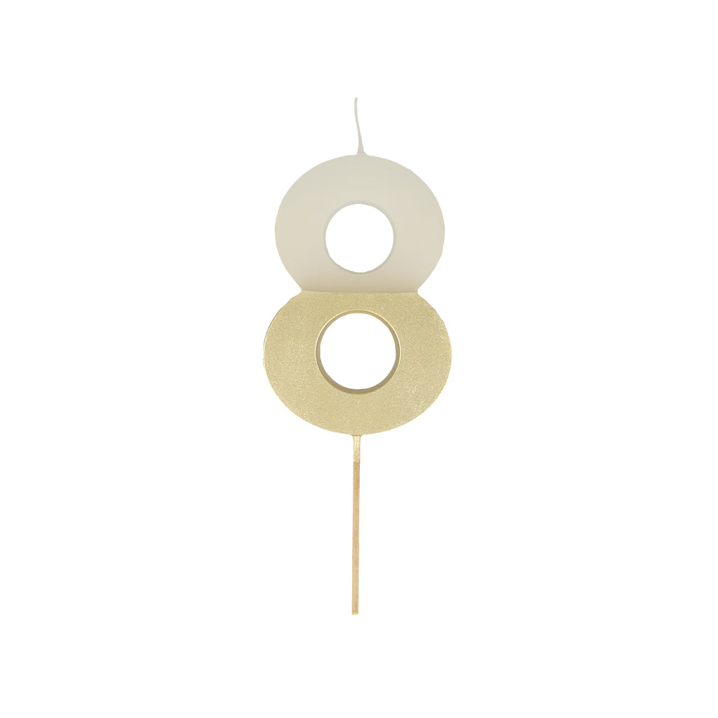 Gold Dipped Number Eight Candle
