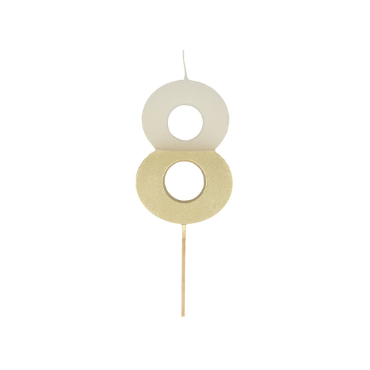 Gold Dipped Number Eight Candle