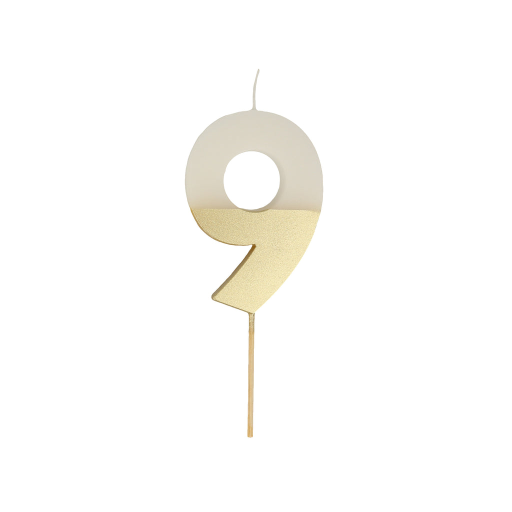 Gold Dipped Number Nine Candle