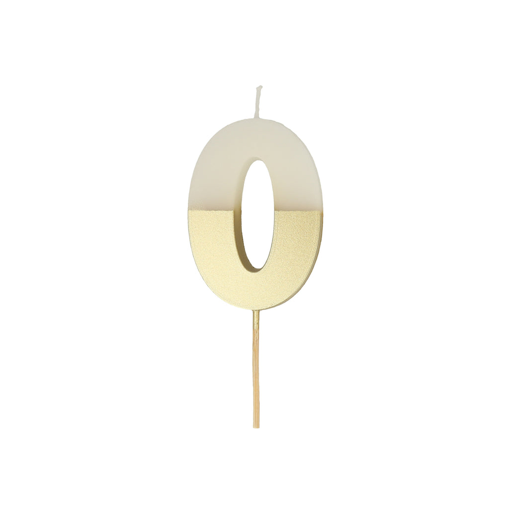 Gold Dipped Number Zero Candle