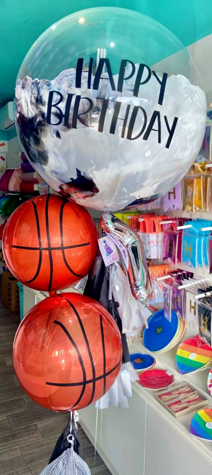 Bouquet Burbuja Gigante Pintada + Orbz + Números Colgando