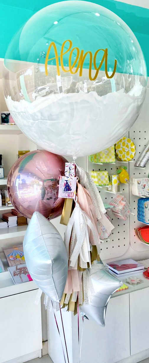 Bouquet Burbuja Gigante Pintada + Orbz + Stars