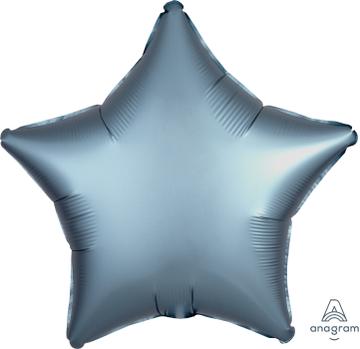Satin Luxe Steel Blue Star Balloon 22"