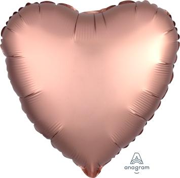 Satin Luxe Rose Copper Heart Balloon 18"