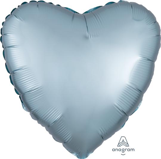 Satin Luxe Steel Blue Heart Balloon 18"