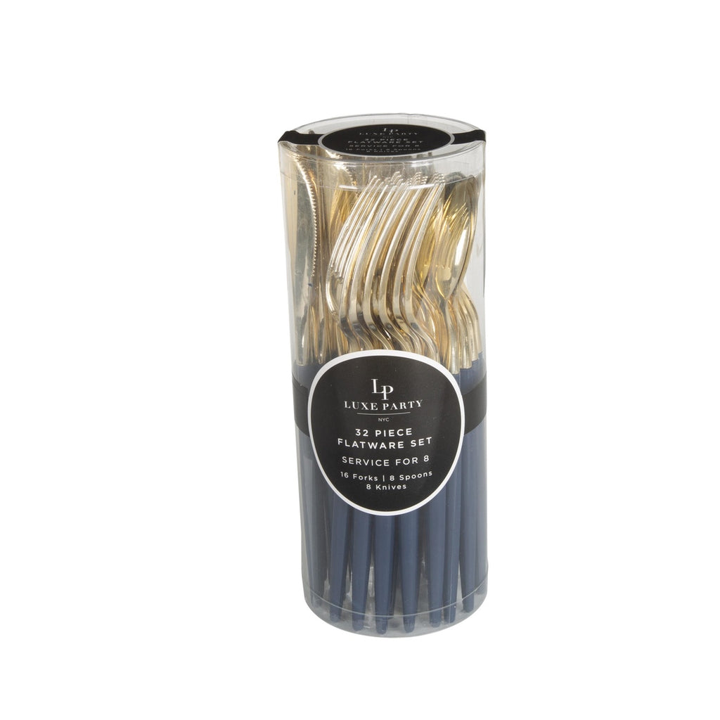 Navy and Gold Cutlery Pack 32 Pieces
