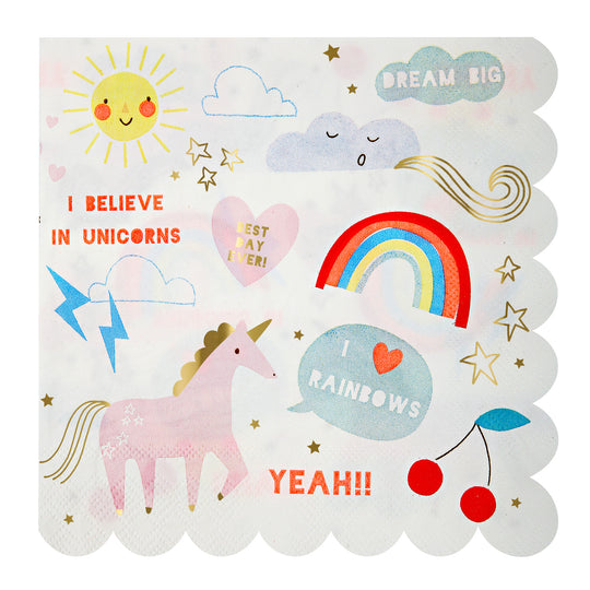 Rainbows & Unicorns Large Napkins