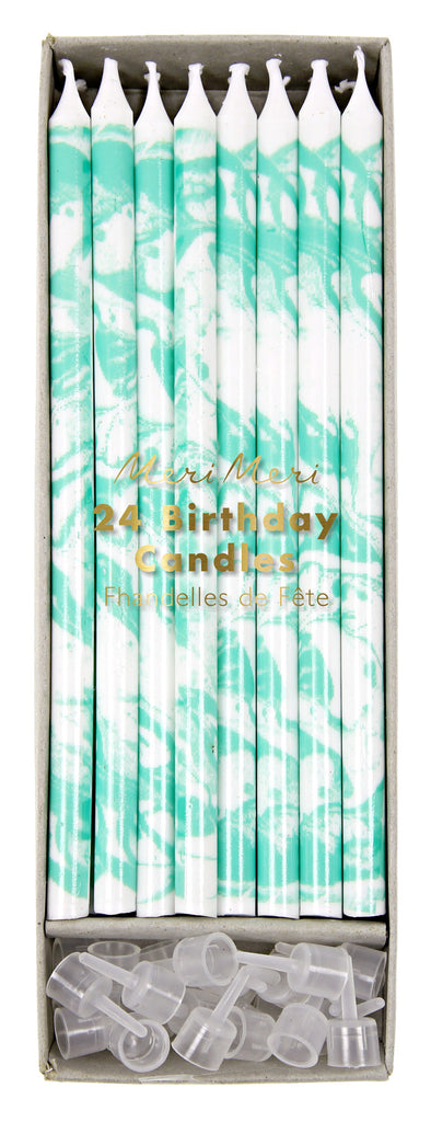 Mint Marble Party Candles