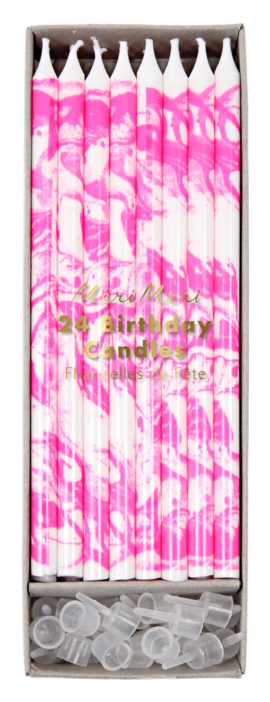 Pink Marble Party Candles