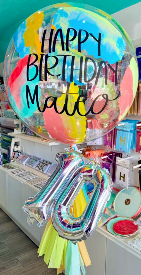 Burbuja Grande Pintada + Números Colgando