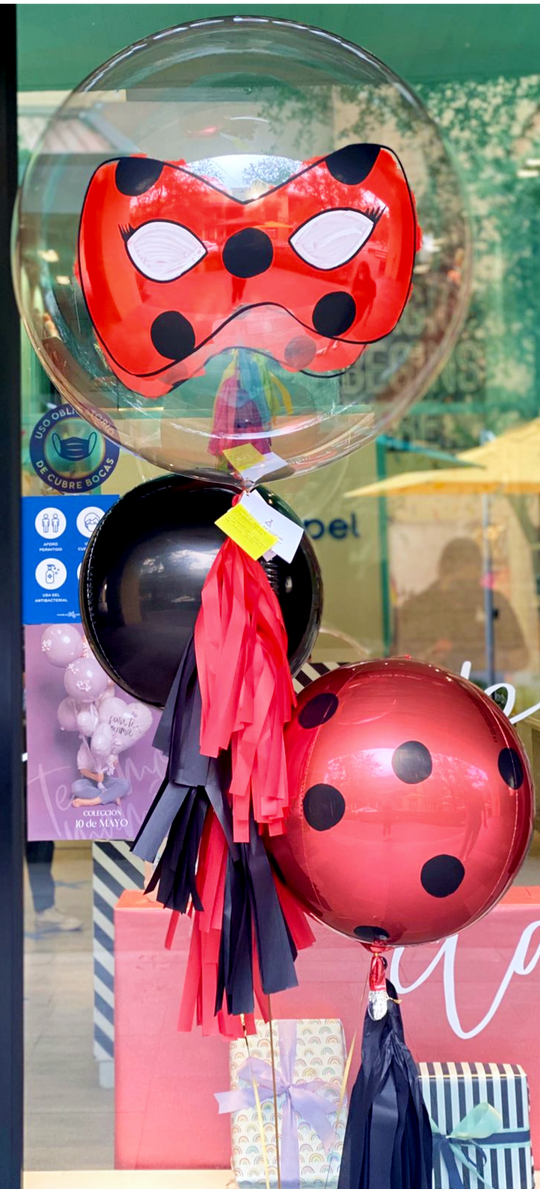 Bouquet Ladybug Burbuja Grande Pintada + Orbz