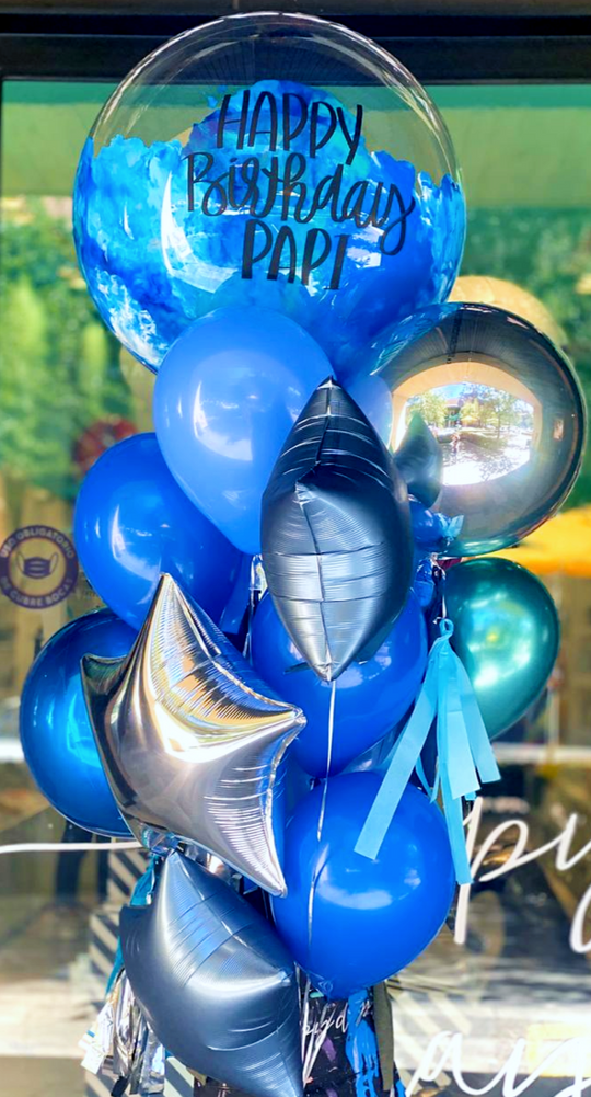 Bouquet Burbuja Gigante Pintada + Orbz + Stars+ Piñateros