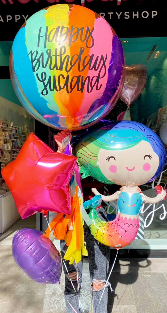 Bouquet Burbuja Grande Pintada + Star + Heart + Colourful Mermaid