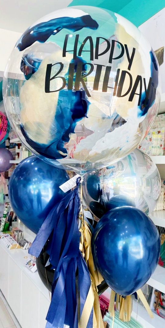 Bouquet Burbuja Grande Pintada + Orbz + Piñateros