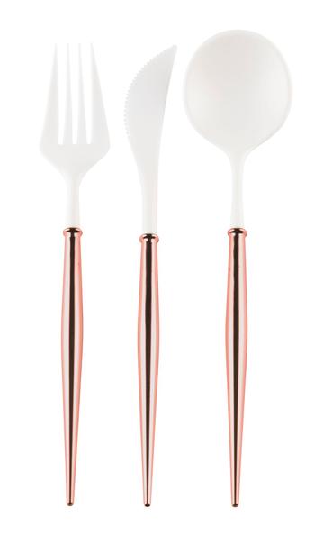 White and Rose Gold Bella 24 pieces Assorted Flatware