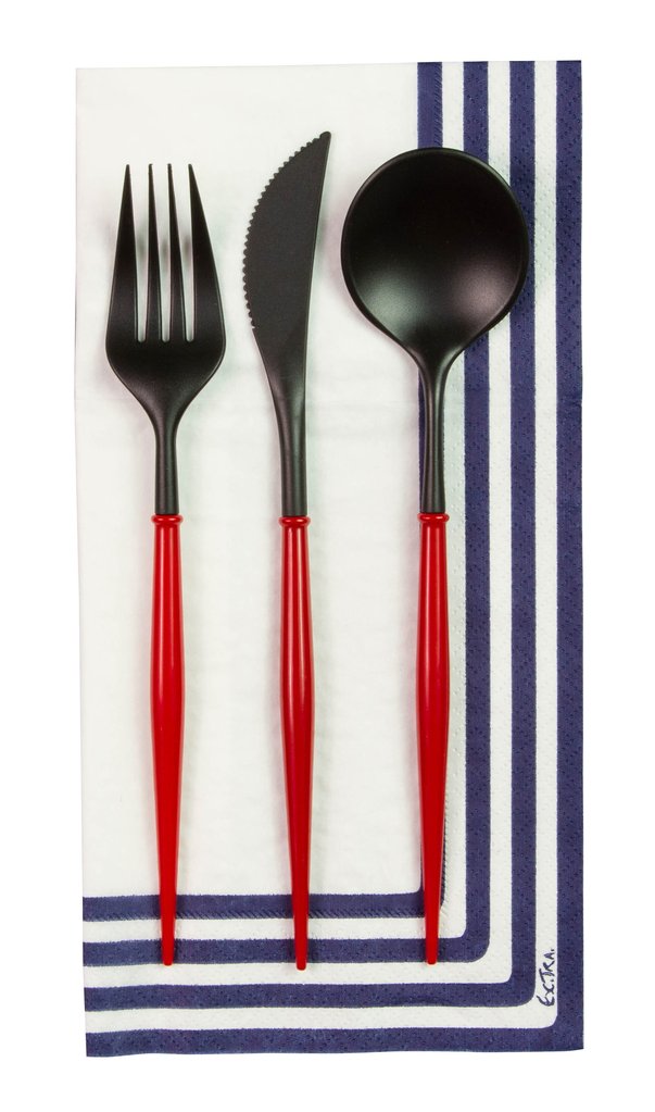 Black and Red 24-pack Assorted Plastic Cutlery
