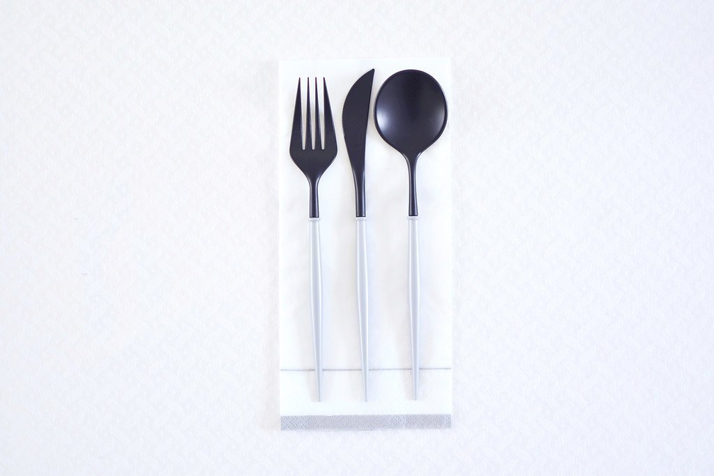 Black and Grey 12-pack Assorted Plastic Cutlery