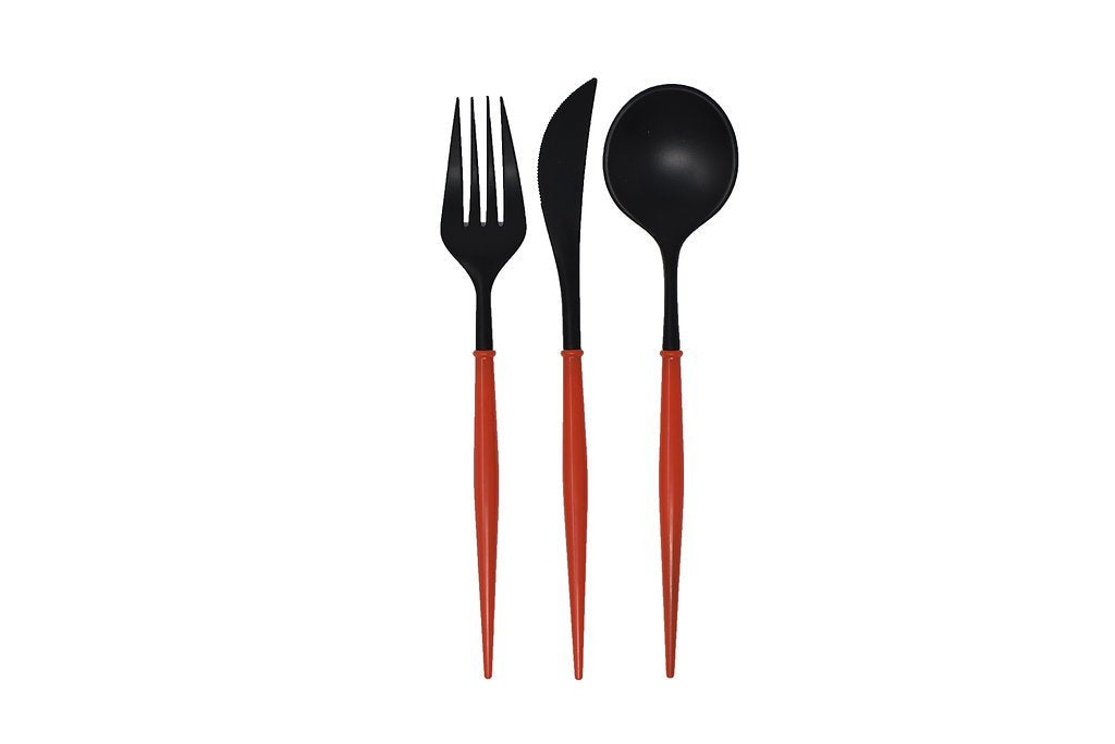 Black and Red 24-pack Assorted Plastic Cutlery
