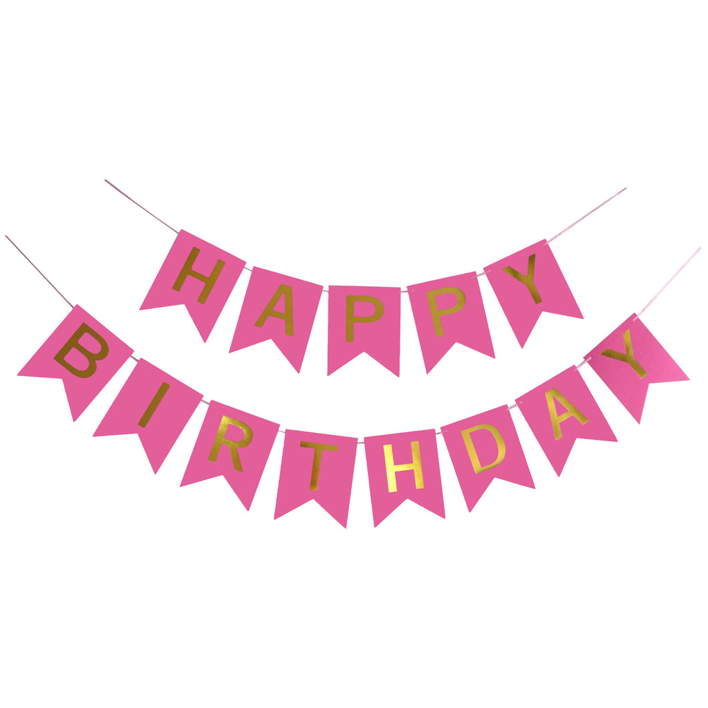 Happy Birthday Pink Flags Garland