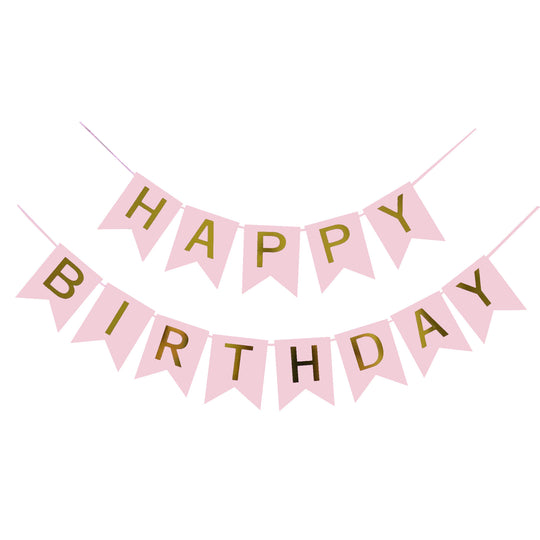 Happy Birthday Light Pink Flags Garland