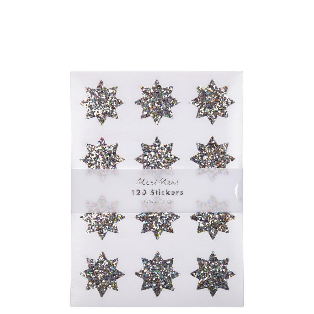 Silver Sparkle Star Sticker Sheets