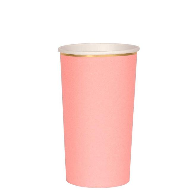 Neon Coral Pink Highball Cups