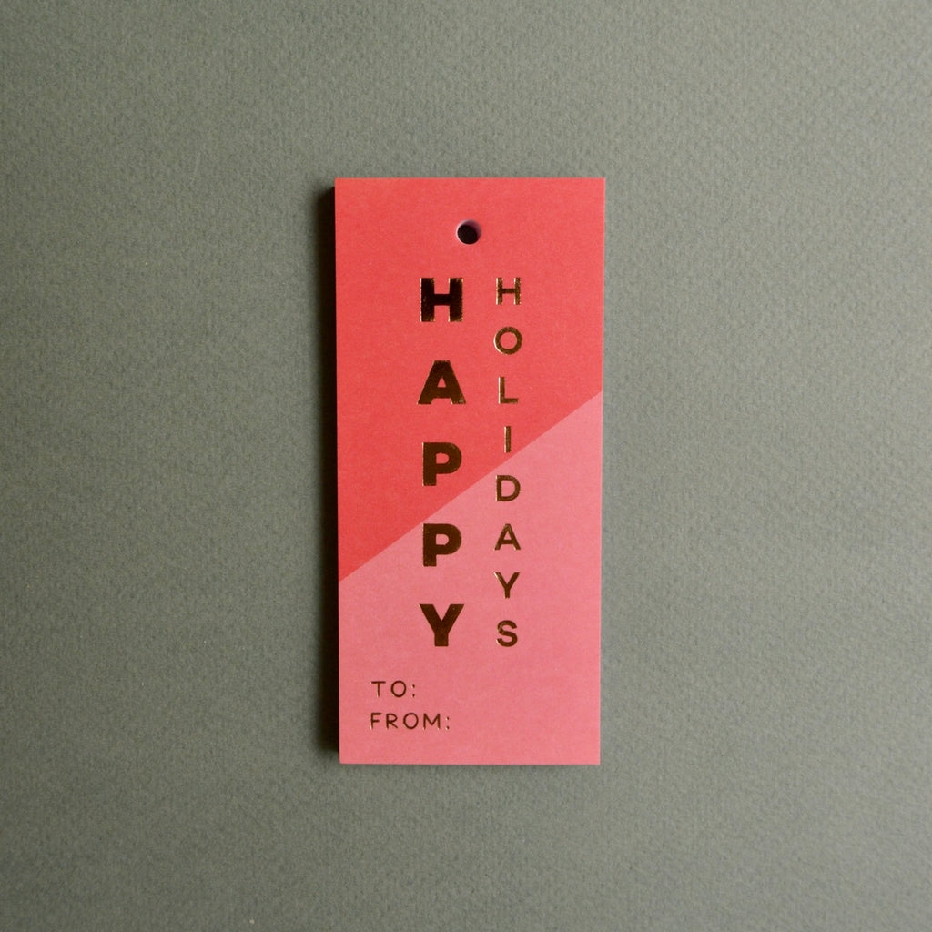 30-Pack Christmas Tags: Happy Holidays Red