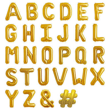 Gold 16" Letters and Numbers balloons