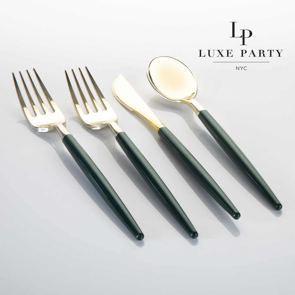 Emerald and Gold Cutlery Pack 32 Pieces