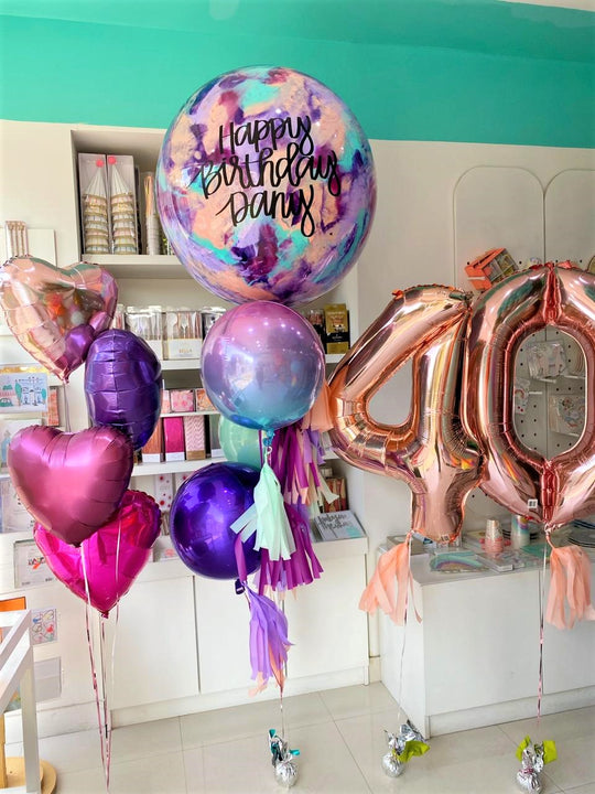 Bouquet Burbuja Gigante Full+ Orbz + Hearts + Números Gigantes