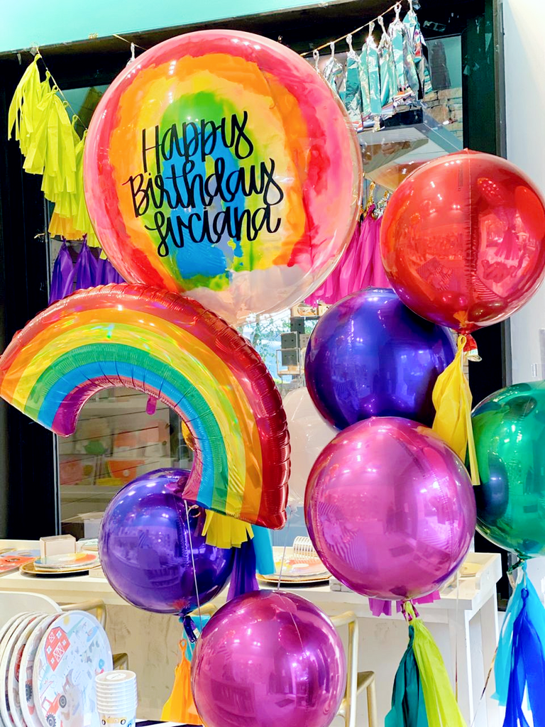 Bouquet Burbuja Rainbow + Orbz + Iridescent Rainbow