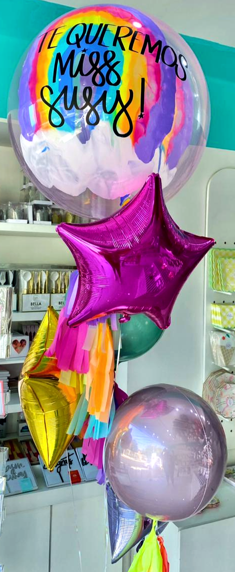 Bouquet Burbuja Colorful Rainbow + Stars + Orbz