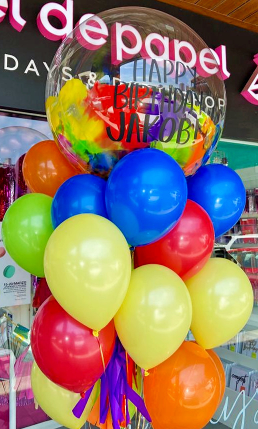 Bouquet Burbuja Gigante Pintada + Piñateros