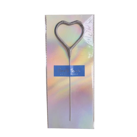 Silver Foil Sparkle Candle Silver Heart