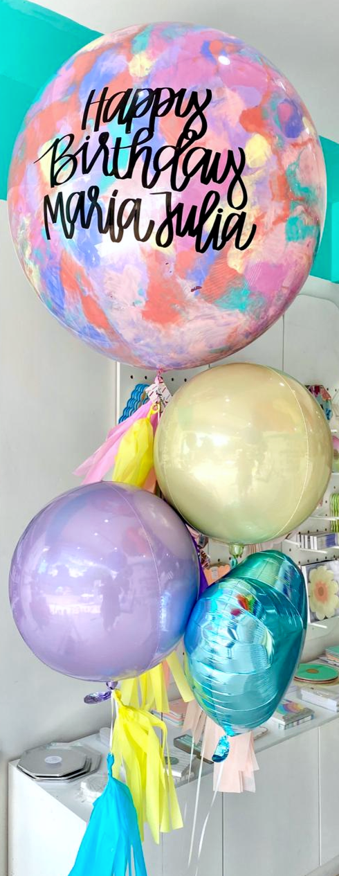 Bouquet Burbuja Gigante Pintada Full + Orbz + Heart
