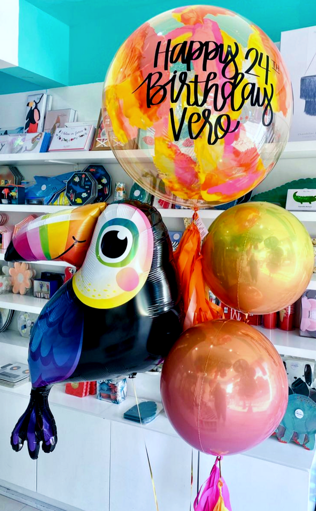 Bouquet Burbuja Grande Pintada + Orbz + Toucan