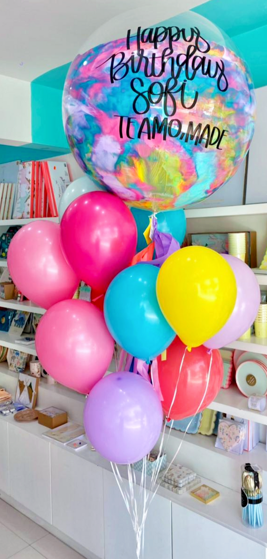 Bouquet Burbuja Gigante Pintada + Piñateros