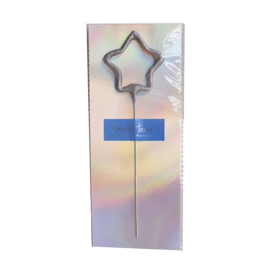 Silver Foil Sparkle Candle Silver Star