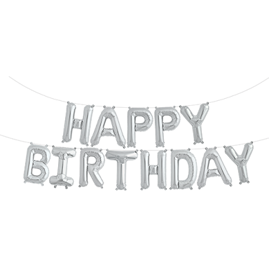 Silver 16" HAPPY BIRTHDAY balloon