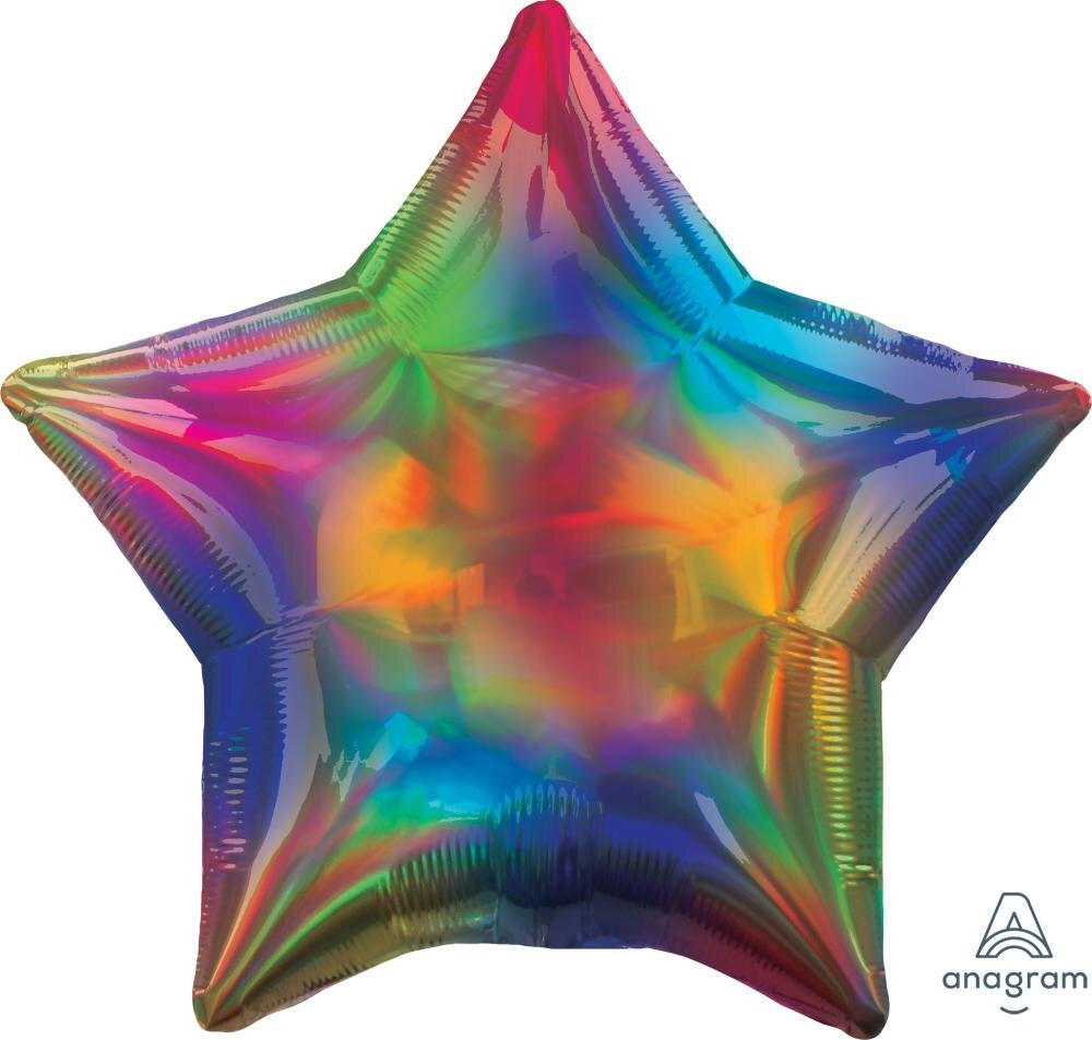 Iridescent Rainbow Star Balloon 22"