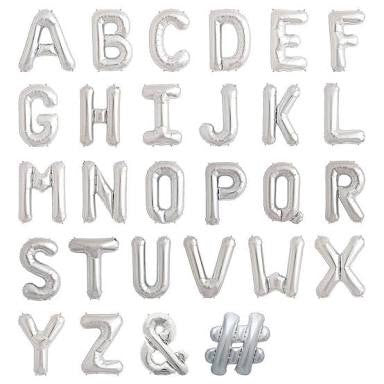 Silver 16" Letters and Numbers balloons
