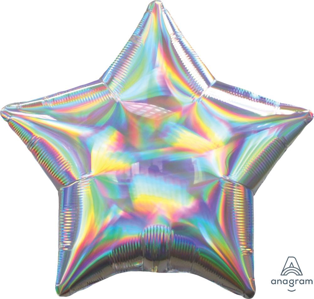 Iridescent Silver Star Balloon 22"