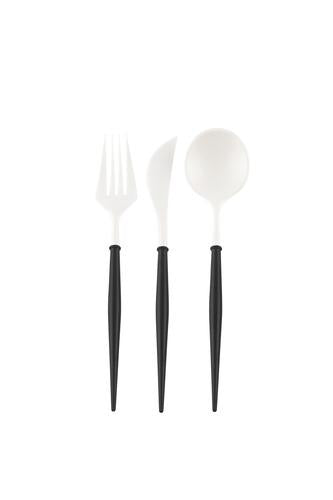White and Black Bella 24 pieces Assorted Flatware