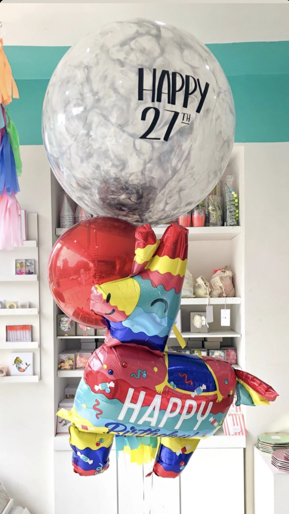 Bouquet Globo Piñata + Gigante látex pintado + Orbz